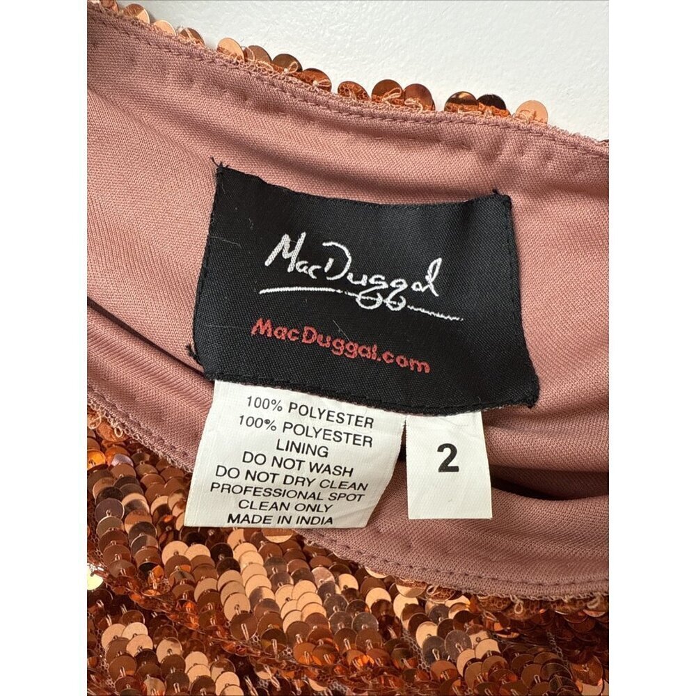 Mac Duggal Size 2 Copper 10788 Sequined Maxi Formal Evening Dress Prom Gown New - Picture 11 of 11
